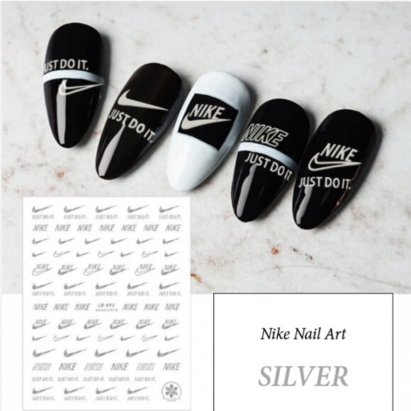 NIKE: SILVER Nail Decals - Picture 1 of 6